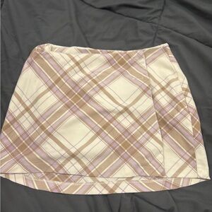 Aeropostale Plaid Mini Skirt in Cream and Brown